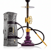 Knuckler Hookah - Golden Stem / Emerald purple Base with Grey bag - Image 1