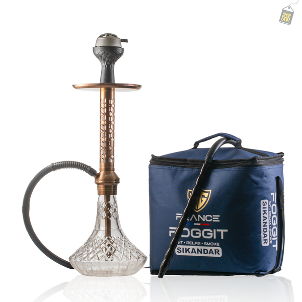 Alexander JLS Hookah with Bag - Brown Stem / Transparent Base