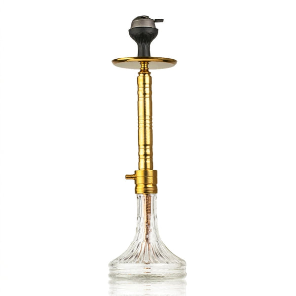 Attack Hookah with Bag - Golden Stem / Transparent Base