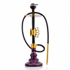 Knuckler Hookah - Golden Stem / Emerald purple Base with Grey bag - Image 3