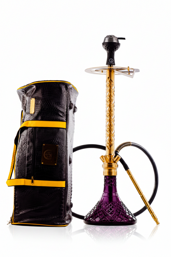 COCOYAYA King Series 2.0 Gem Hookah with Black Bag - Gold Stem / Ocean Green Base Or Radiam Purple