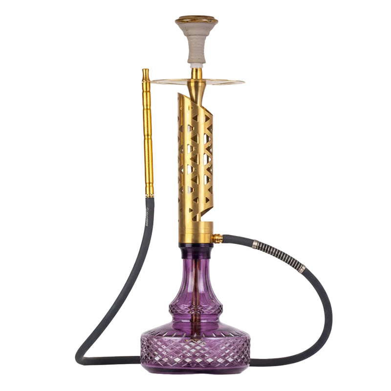 COCOYAYA Crucio Hookah (Ferro Series) - Gold Stem / Purple Base